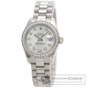 ROLEX ロレックス 179136G デイトジャスト 10P ベゼル ダイヤモンド 腕時計 プラチナ PT ダイヤモンド レディース 中古