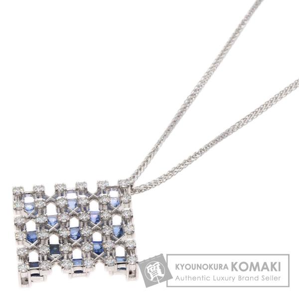 MIKIMOTO ミキモト サファイア ダイヤモンド ネックレス K18ホワイトゴールド レディース...