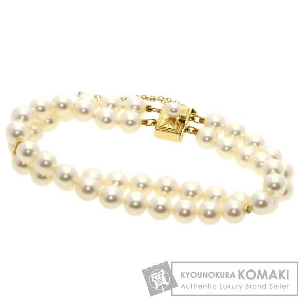 MIKIMOTO ミキモト アコヤパール 2連 真珠 ブレスレット K14イエローゴールド レディー...