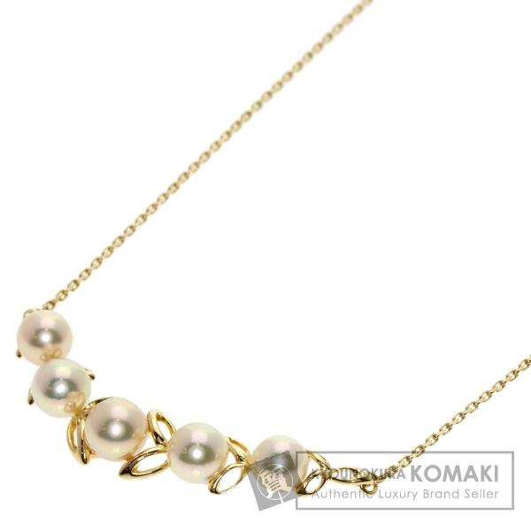 MIKIMOTO ミキモト アコヤパール 真珠 リーフ ネックレス K14イエローゴールド レディー...