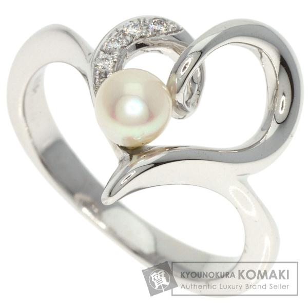 MIKIMOTO ハートモチーフ ベビーパール 真珠 ダイヤモンド リング・指輪 K18ホワイトゴー...