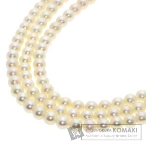 MIKIMOTO ミキモト パール 真珠 3連 ネックレス シルバー レディース 中古｜kyounokura