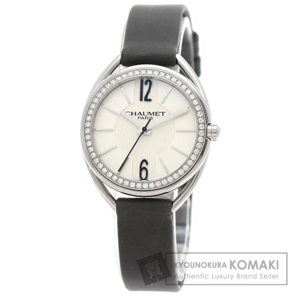 Chaumet W23211-01A リアン ダイヤモンドベゼル 腕時計 ステンレススチール レザー...