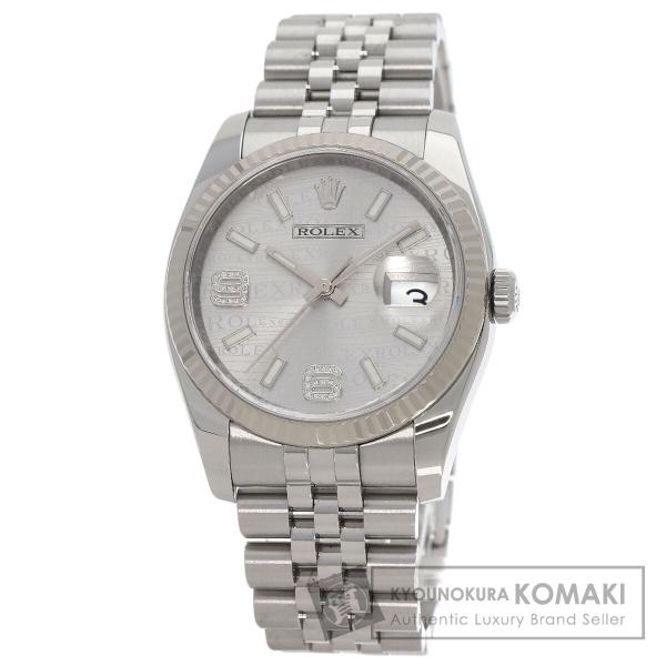 ROLEX ロレックス 116234 デイトジャスト 36 ウェーブ ダイヤモンド 腕時計  ステン...