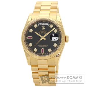 ROLEX ロレックス 118238A デイデイト 8P ダイヤモンド 2P ルビー 腕時計  K18イエローゴールド K18YG メンズ  中古｜kyounokura