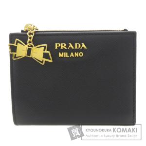 PRADA プラダ ロゴモチーフ 二つ折り財布（小銭入れあり） レザー レディース 中古｜kyounokura