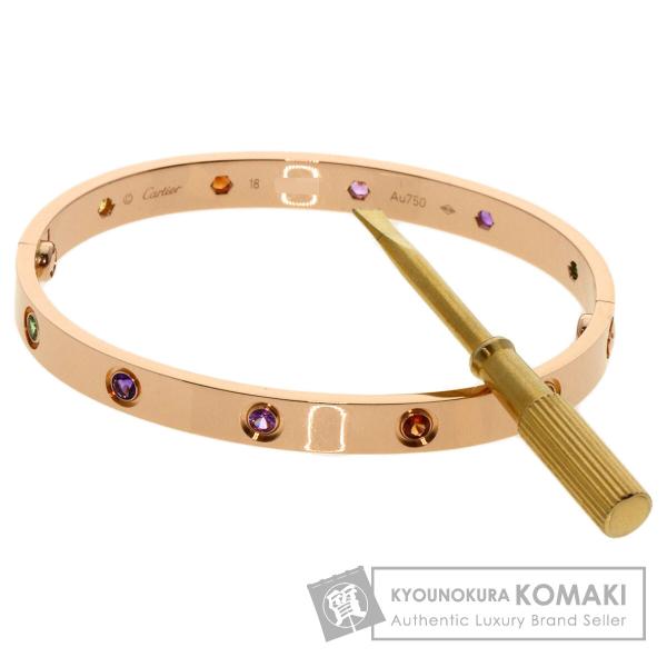 CARTIER カルティエ ラブブレス マルチカラーストーン ドライバー付き #18 ブレスレット ...