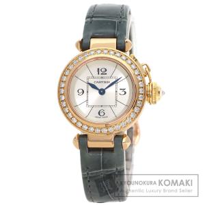 CARTIER カルティエ WJ124026 ミスパシャ ベゼルダイヤモンド 腕時計 K18ピンクゴールド 革 レディース 中古