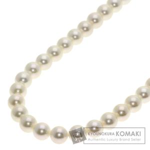 MIKIMOTO ミキモト パール 真珠 Mチャーム付き ロング ネックレス K18ホワイトゴールド レディース 中古