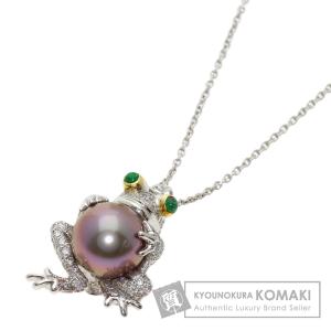 TIFFANY&Co. ティファニー カエルモチーフ パール 真珠 ダイヤモンド エメラルド ネックレス プラチナPT950 レディース 中古