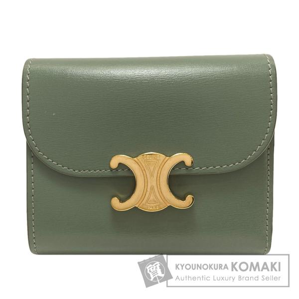 CELINE セリーヌ トリオンフ フラップ 三つ折り 二つ折り財布（小銭入れあり） カーフ レディ...