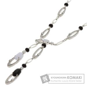 BVLGARI ブルガリ エリシア オニキス カルセドニー ダイヤモンド ネックレス K18ホワイトゴールド レディース 中古