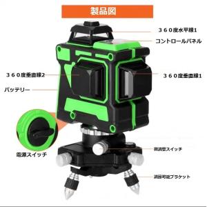 12ライン グリーン レーザー墨出し器/水平器...の詳細画像1