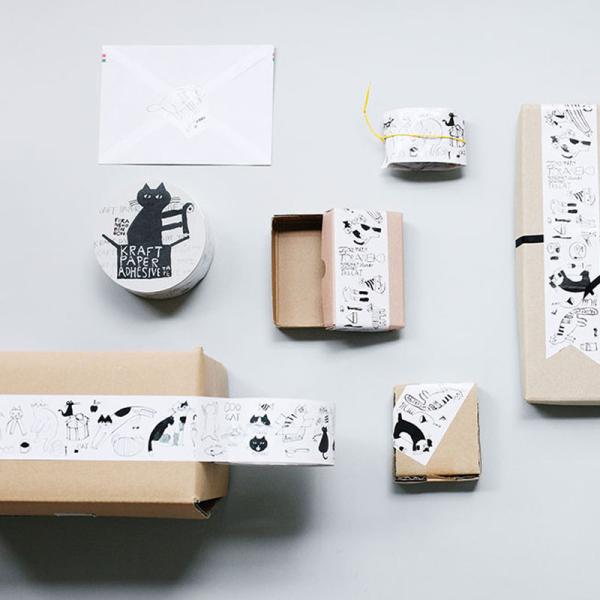 倉敷意匠計画室 トラネコボンボン クラフト粘着テープ Cat クラフトテープ