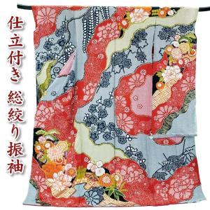 <セール>仕立付 総絞り 古典柄 正絹総絞り振...の詳細画像1