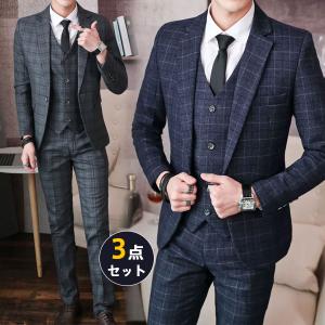 メンズスーツ チェック柄 3点セット スリーピース スーツ メンズ 結婚式 リクルート 入学式 卒業式 成人式 ビジネススーツ スリムスーツ 紳士服 62aug21nxftz02 協和屋 通販 Yahoo ショッピング