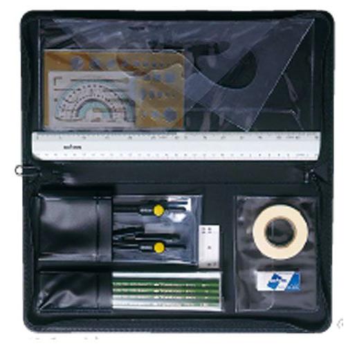 製図器　学生用オールセット（チャックケース入り１０品）