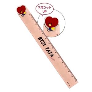 BT21　ダイカットマスコット付き定規　メモリ14cm（TATA）カミオジャパン　201861｜kyouzai-j