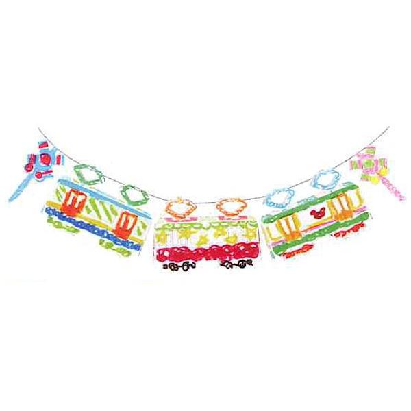 モビール工作キット 立体ぬりえ手作りモビール『PCホワイト　トレイン』