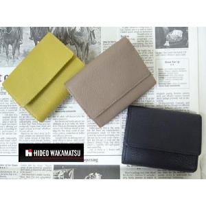 財布 メンズ 三つ折り hideo design HIDEO WAKAMATSU フランス製（デュプイ社）牛革三つ折り小型財布 小銭入れ付き 紳士用