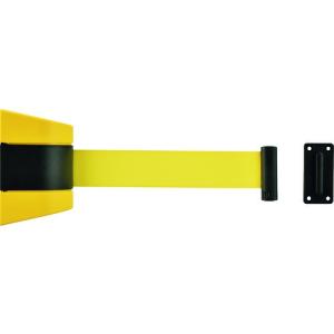 緑十字 ガードテープ ベルトパーテーション(壁面設置タイプ) KAB-5Y ベルト:黄/5m 受け金具付 332096｜kys