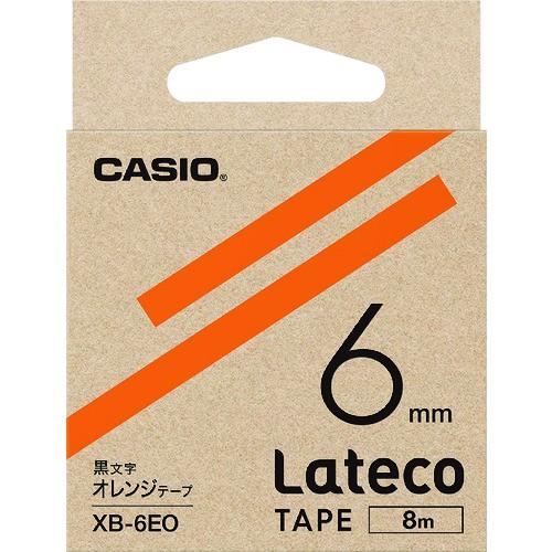 カシオ ラテコ(Lateco)専用詰め替えテープ 6mm オレンジテープに黒文字 XB6EO