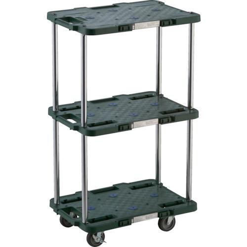 TRUSCO 樹脂製台車 ルートバン 3段式 370X500 4輪自在ストッパー付 緑 MPB-50...