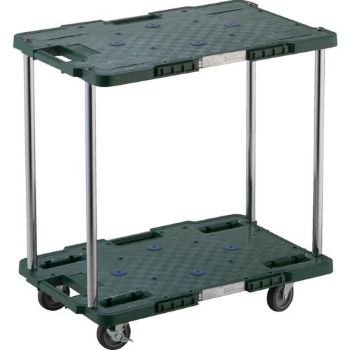 TRUSCO 樹脂製台車 ルートバン 2段式 400X600 4輪自在ストッパー付 緑 MPB-60...
