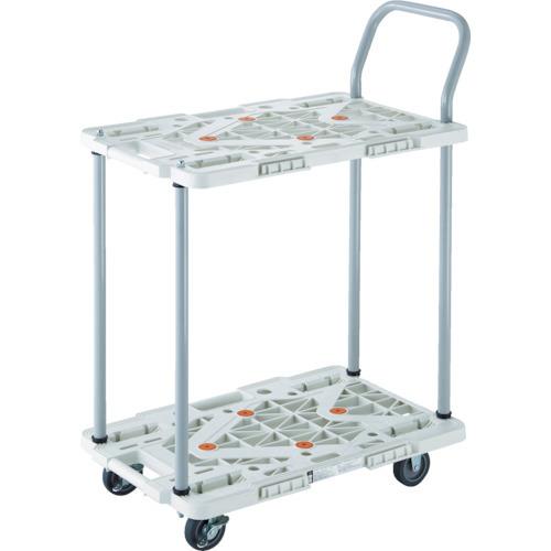 TRUSCO 樹脂製台車 2段式ルートバン 600X400 ハンドル付 4輪自在 ストッパー付 白 ...