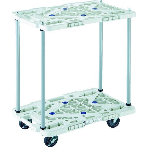 TRUSCO 樹脂製台車 2段式ルートバン 600X400 ハンドル無 4輪自在 ストッパー付 青 ...