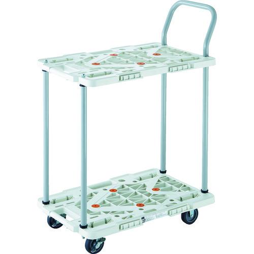 TRUSCO 樹脂製台車 2段式ルートバン 600X400 ハンドル付 4輪自在 ストッパー付 青 ...