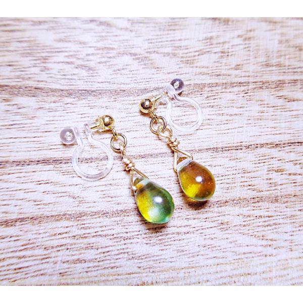 I1049YWGR イヤリング 樹脂ノンホールピアス 金属アレルギー対応 金アレ  チェコビーズ ト...