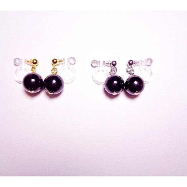 I1172BLK-ONX イヤリング 樹脂ノンホールピアス 金属アレルギー対応 金アレ 天然石 オニ...