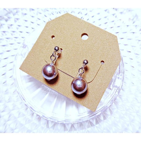 I1174SSGYPR イヤリング 樹脂ノンホールピアス 金属アレルギー対応 金アレ 貝パール グレ...