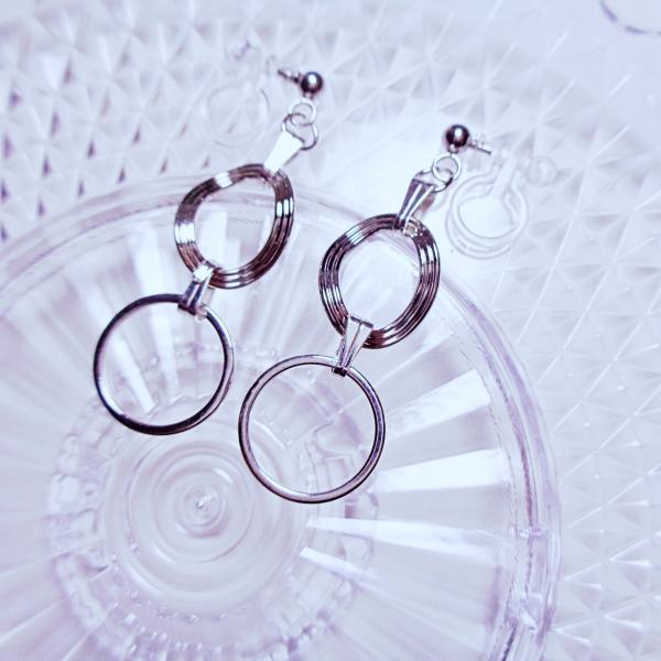 I1179SSSV イヤリング 樹脂ノンホールピアス アレルギー対応 金アレ ロジウムシルバー メタ...