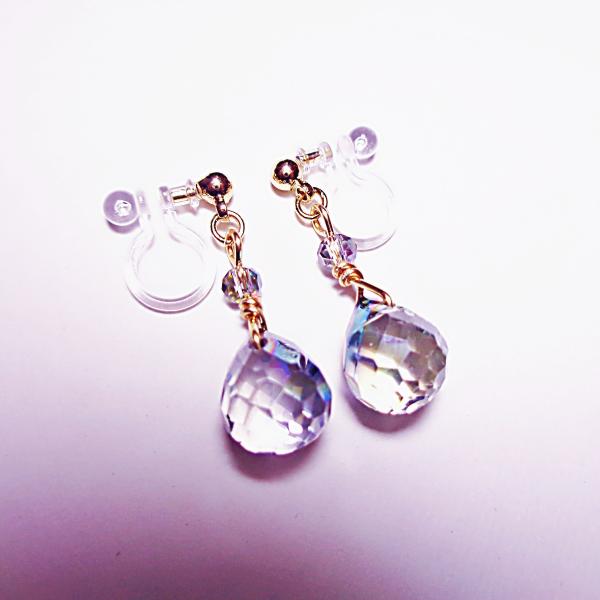 I1181S-GYGD 樹脂ノンホールピアス イヤリング  金属アレルギー対応 ドロップビーズ ガラ...