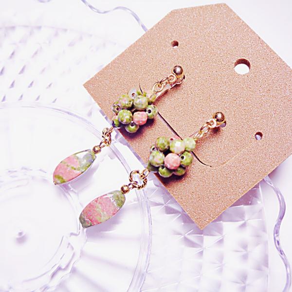 I1184GG-ETC イヤリング 樹脂ノンホールピアス  金属アレルギー対応 ビーズボール　ユナカ...