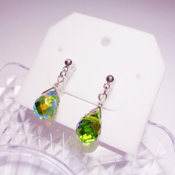 I2018SS-GR 金属アレルギー対応 金アレ 樹脂ノンホールピアス  イヤリング ライトオリーブ...