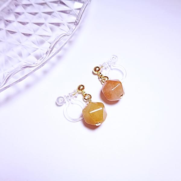 I2019GYW-ETC 金属アレルギー対応 金アレ 樹脂ノンホールピアス  イヤリング 天然石 一...