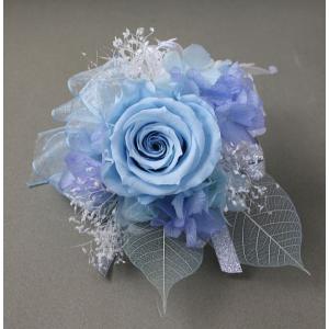 キュート＊プリザーブドフラワー＊一輪使用のコサージュ（ブルー）