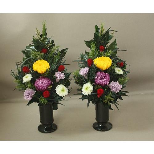 プリザーブドフラワー*仏花アレンジL（花器付き）サイズは高さ３５cm・横２０cm