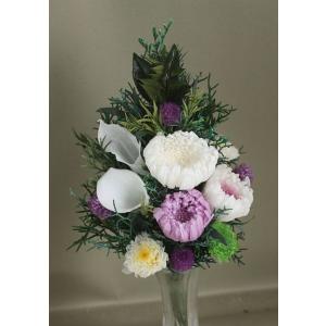 プリザーブドフラワー*仏花アレンジカラー入り（花器なし）＊サイズ　高さ１８cm・横１８cm