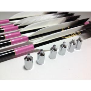 【クロムメッキ仕上げ　ジュラルミン近的用矢尻　６個入り　サイズ　１９１３用　２０１４用　２０１５用　】　　弓道　和弓　矢先端　弓具　【メール便可】