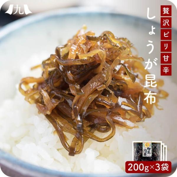 産地直送【生姜昆布 200g 3個セット】九州お取り寄せ　おつまみ　おかず　佃煮　生姜　昆布　おにぎ...