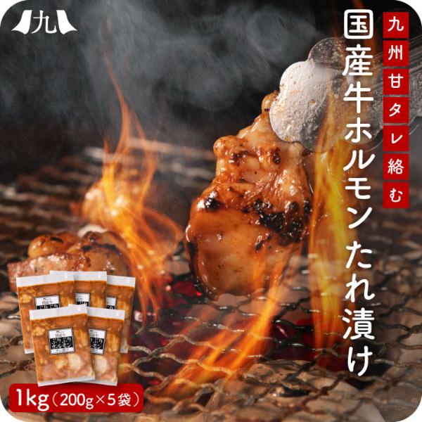 産地直送 【国産牛 ぷりぷりホルモン タレ漬け 1kg（200g×5袋）】 タレ漬け 小腸 ホルモン...