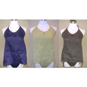 【ネコポス送料無料】こっとんキャミソールカラーリネン　【ホルターネック】or【ストラップ】