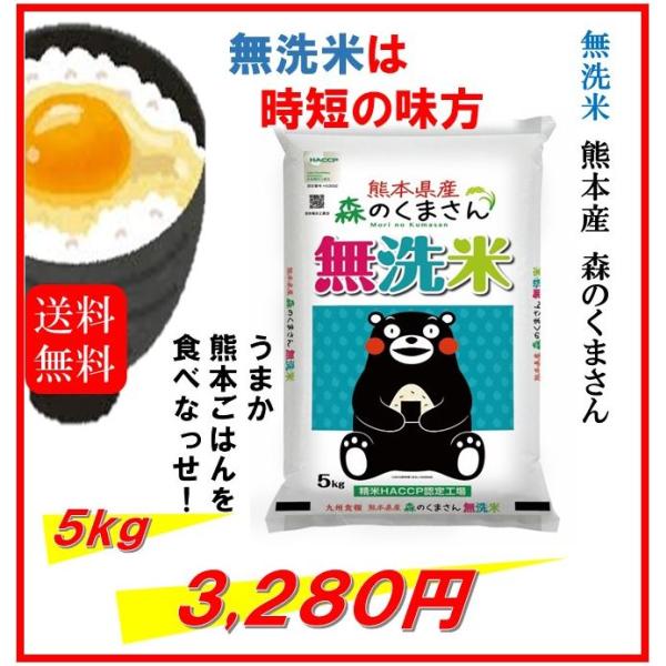 米　お米　５ｋｇ　くまモン　無洗米　熊本県産　森のくまさん　令和５年産　送料無料　