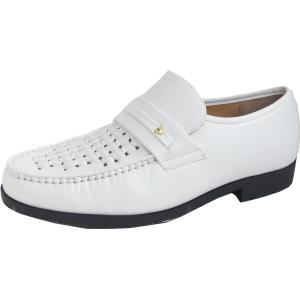 紳士靴 CODIU 4406 ホワイト　秋毎 メッシュ通気靴　幅広4E　メンズビジネスシューズ