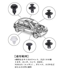 トリムクリップ リベット 100個 6種類 ト...の詳細画像2