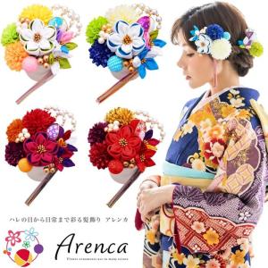 七五三 髪飾り 正絹 ちんころ 綿入り 赤 ピンク 水色 青紫色日本髪